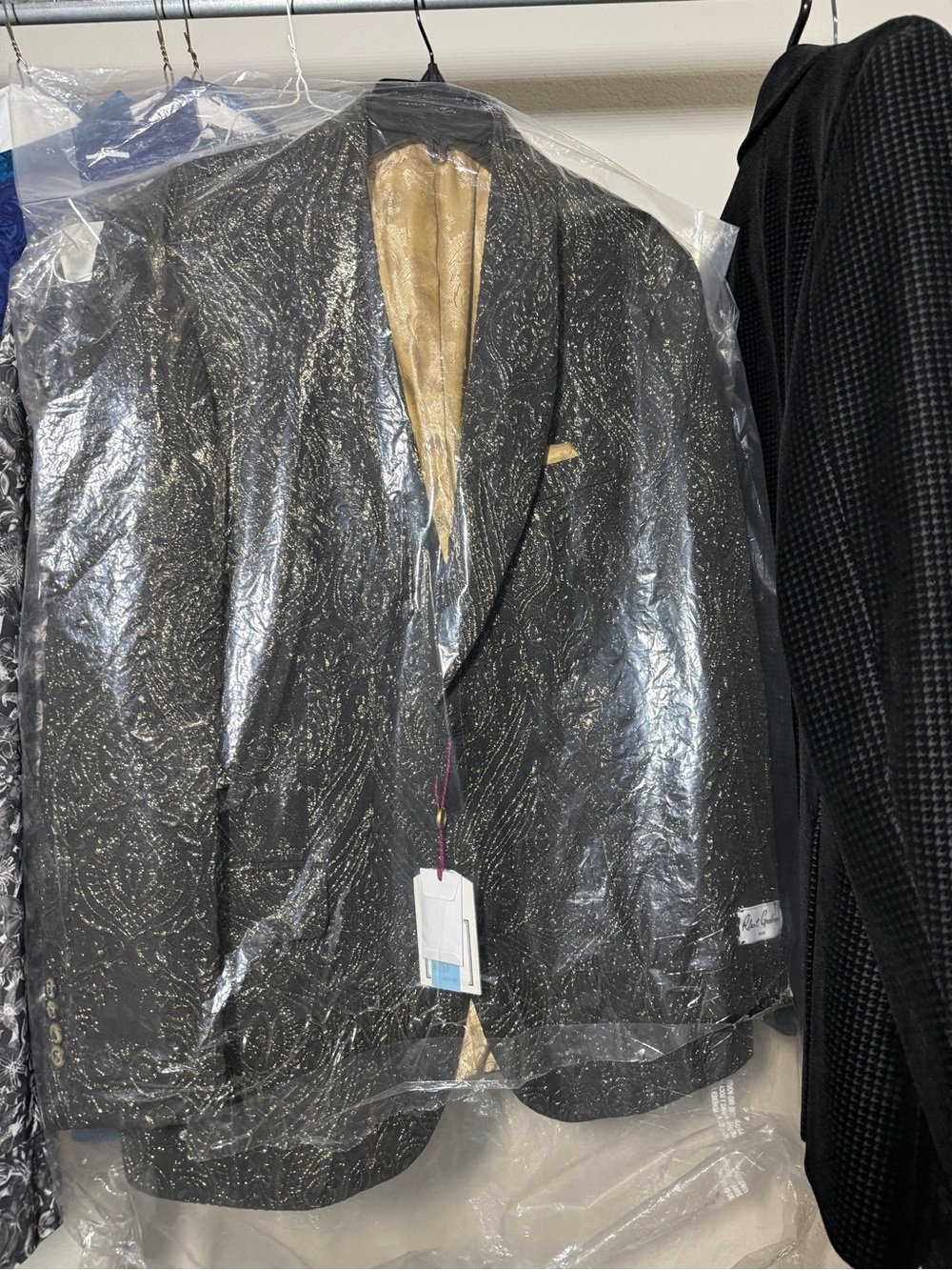 Robert Graham Black Paisley Blazer with Gold Accents